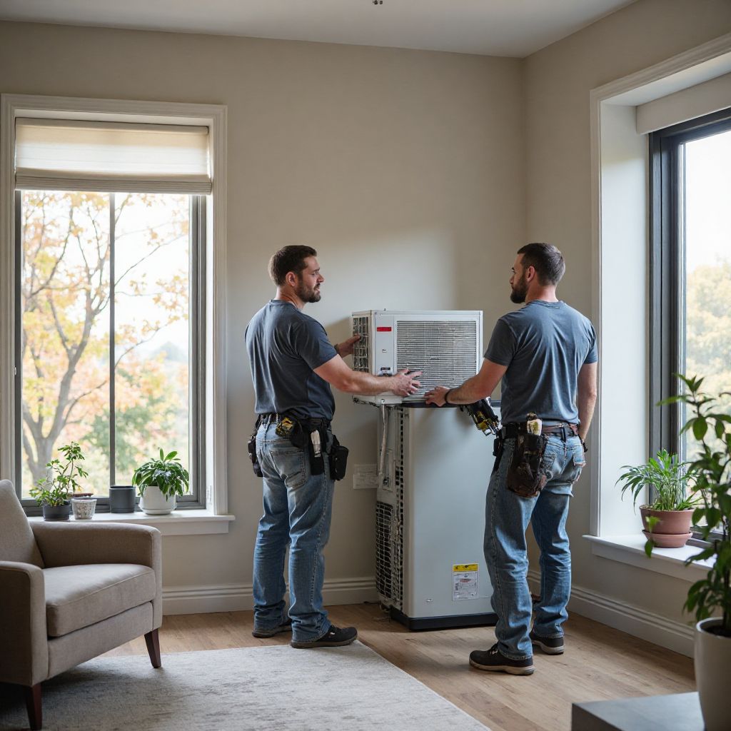 Professional AC installation in modern home